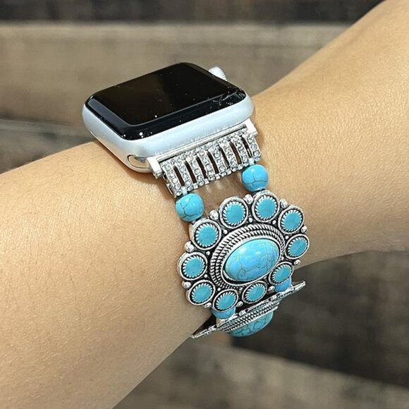 Western Turquoise Concho Apple Watch Band NEW - Picture 1 of 2